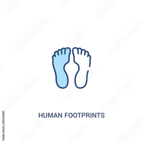 human footprints concept 2 colored icon. simple line element illustration. outline blue human footprints symbol. can be used for web and mobile ui/ux.