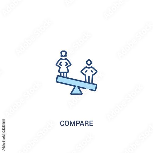 compare concept 2 colored icon. simple line element illustration. outline blue compare symbol. can be used for web and mobile ui/ux.