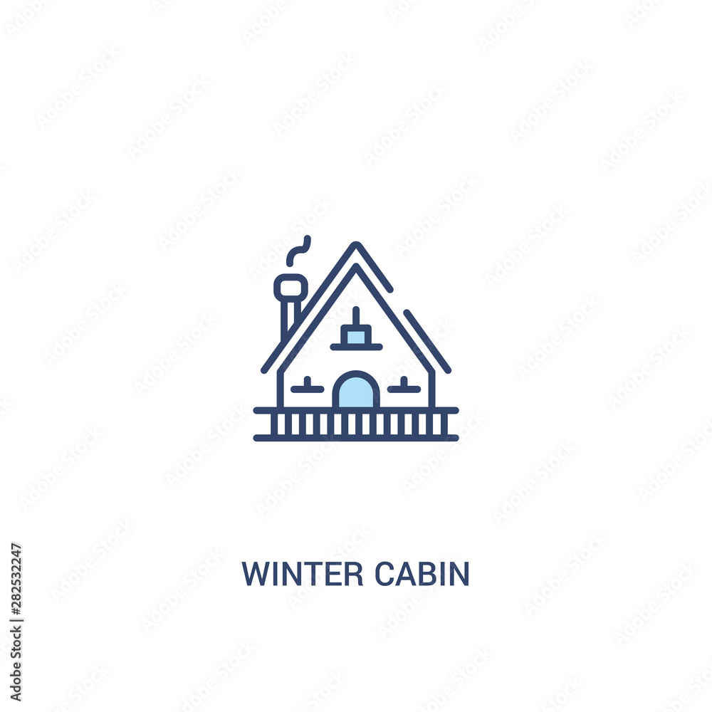 winter cabin concept 2 colored icon. simple line element illustration. outline blue winter cabin symbol. can be used for web and mobile ui/ux.