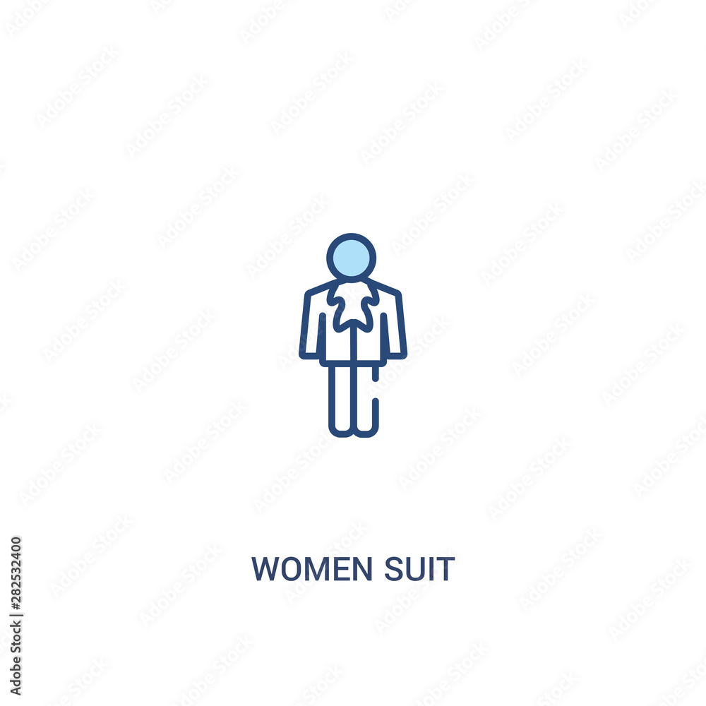 women suit concept 2 colored icon. simple line element illustration. outline blue women suit symbol. can be used for web and mobile ui/ux. women suit concept 2 colored icon. simple line element illustration. outline blue women suit symbol. can be used for web and mobile ui/ux.