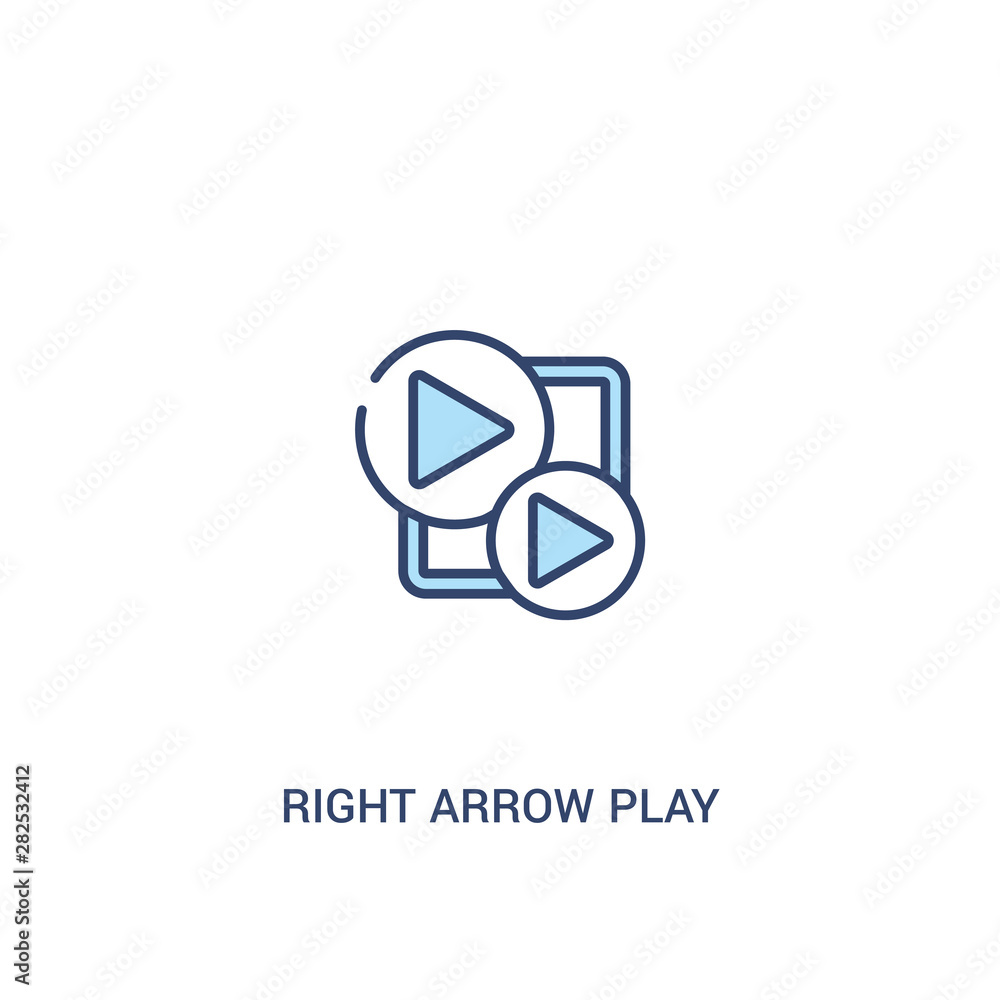 right arrow play button concept 2 colored icon. simple line element illustration. outline blue right arrow play button symbol. can be used for web and mobile ui/ux. right arrow play button concept 2 colored icon. simple line element illustration. outline blue right arrow play button symbol. can be used for web and mobile ui/ux.