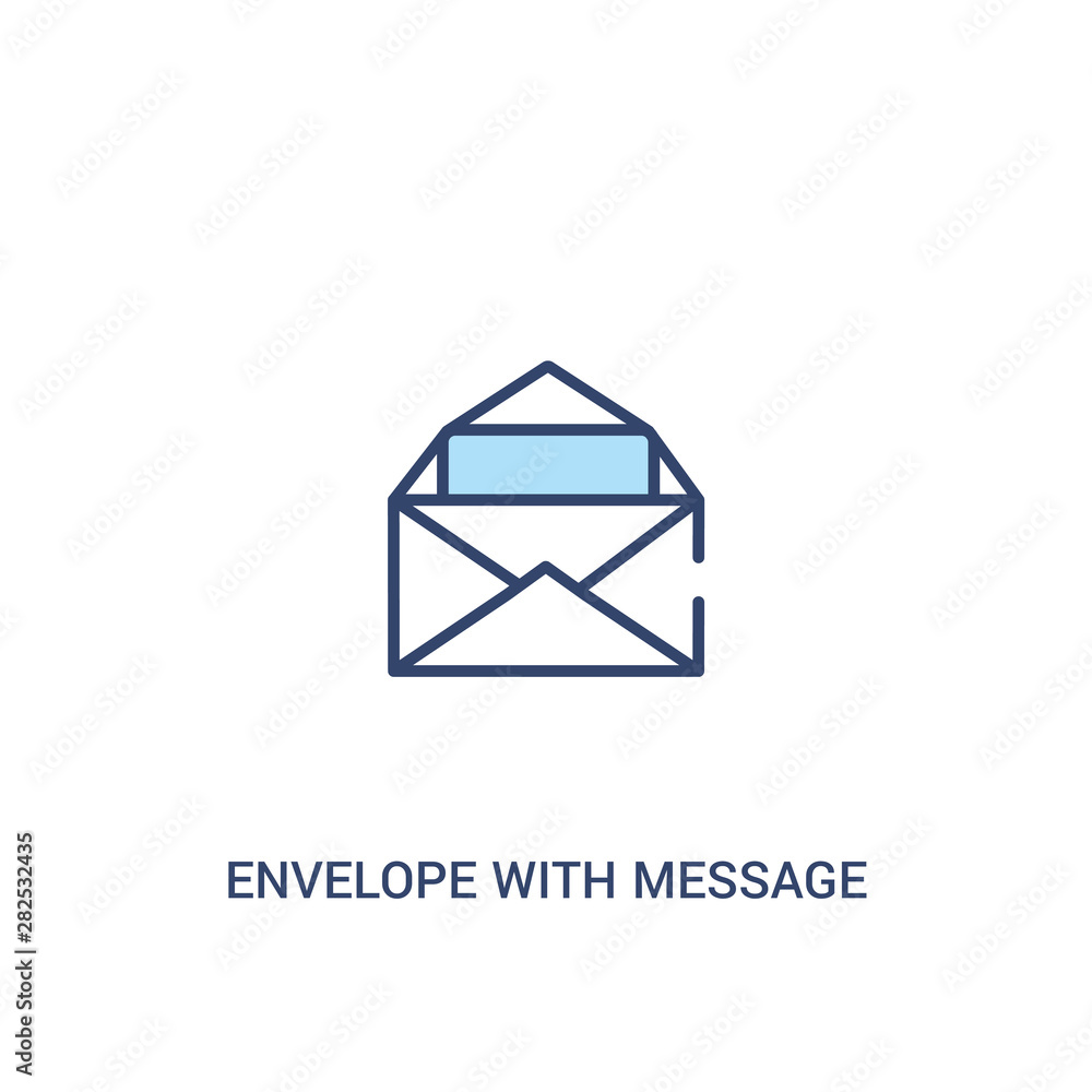 Fototapeta premium envelope with message concept 2 colored icon. simple line element illustration. outline blue envelope with message symbol. can be used for web and mobile ui/ux.