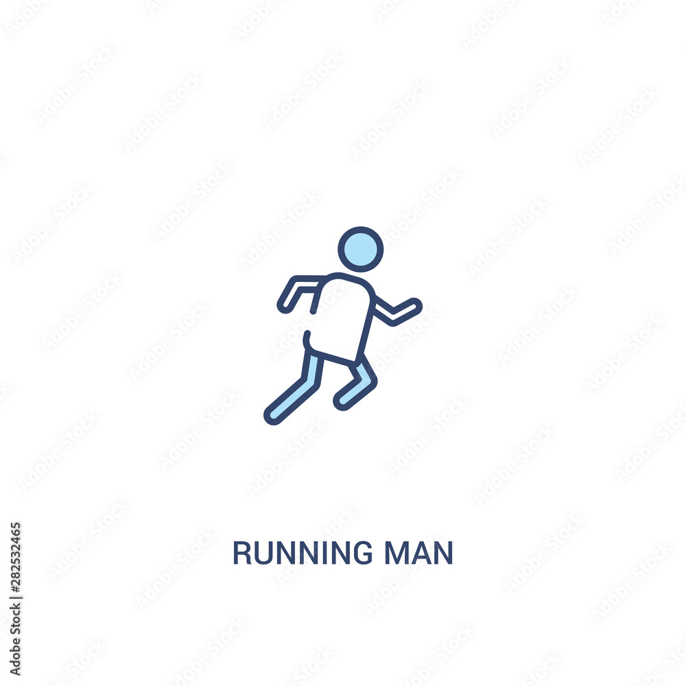Naklejka premium running man concept 2 colored icon. simple line element illustration. outline blue running man symbol. can be used for web and mobile ui/ux.