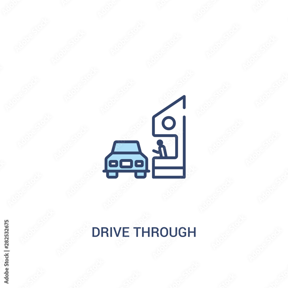 drive through concept 2 colored icon. simple line element illustration. outline blue drive through symbol. can be used for web and mobile ui/ux. drive through concept 2 colored icon. simple line element illustration. outline blue drive through symbol. can be used for web and mobile ui/ux.