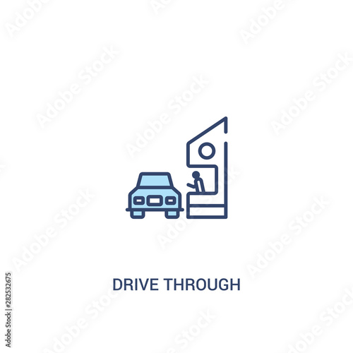 drive through concept 2 colored icon. simple line element illustration. outline blue drive through symbol. can be used for web and mobile ui/ux.