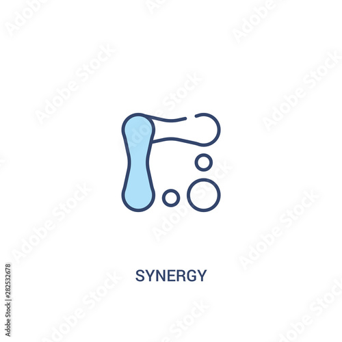 synergy concept 2 colored icon. simple line element illustration. outline blue synergy symbol. can be used for web and mobile ui/ux.