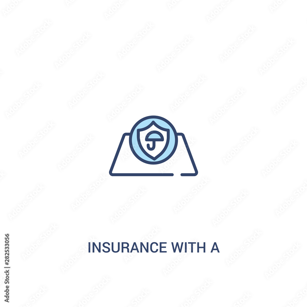 insurance with a button concept 2 colored icon. simple line element illustration. outline blue insurance with a button symbol. can be used for web and mobile ui/ux.