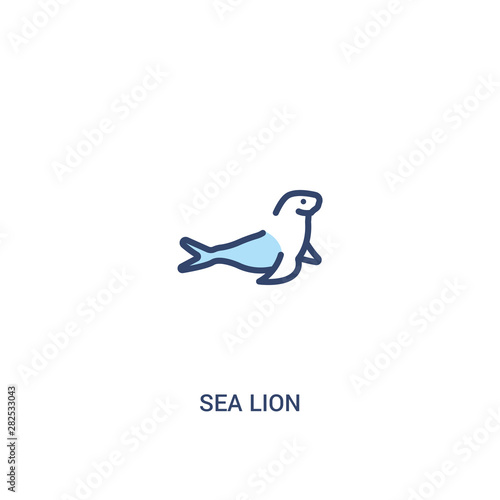 sea lion concept 2 colored icon. simple line element illustration. outline blue sea lion symbol. can be used for web and mobile ui/ux.
