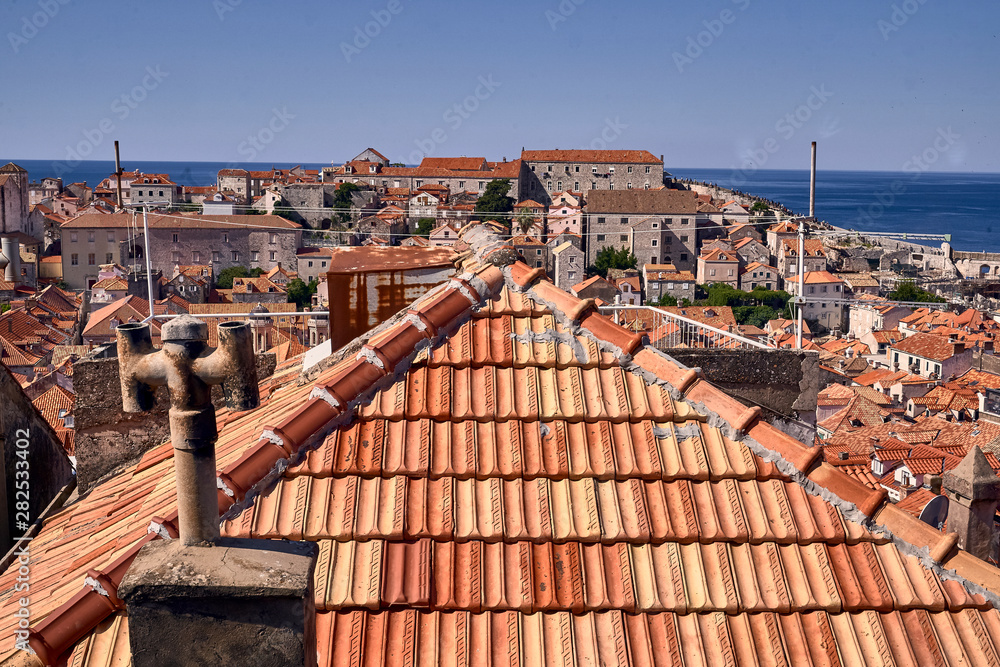 Panorama Dubrovnik Old Town roofs . Europe, Croatia