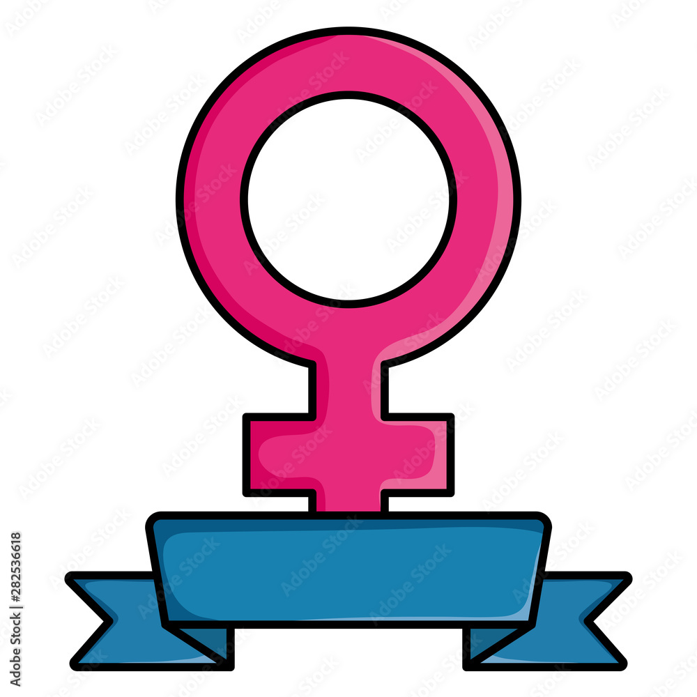 female gender symbol with ribbon pop art style female gender symbol with ribbon pop art style