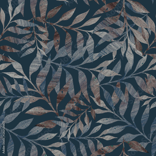 abstract textured drawn branches of brown and gray colors on a dark background