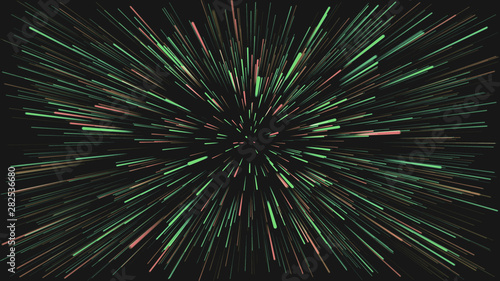 Explosion of dark green and brown colors on a dark background