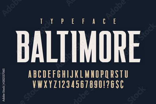Original retro condensed alphabet, creative characters set