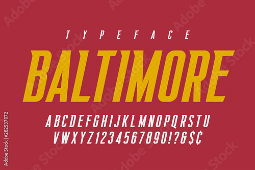 Original retro condensed alphabet, creative characters set