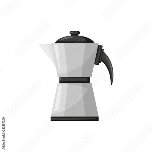 flat geyser coffee maker on white background