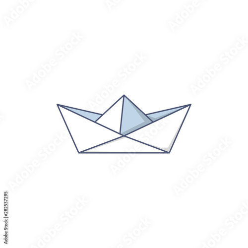 paper boat in flat style on white background