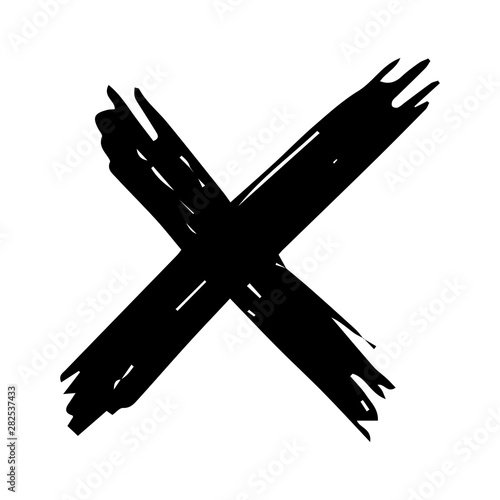 Black Hand drawn cross symbol