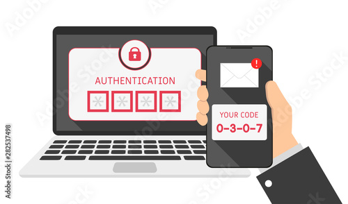 devices laptop and phone, SMS authentication code