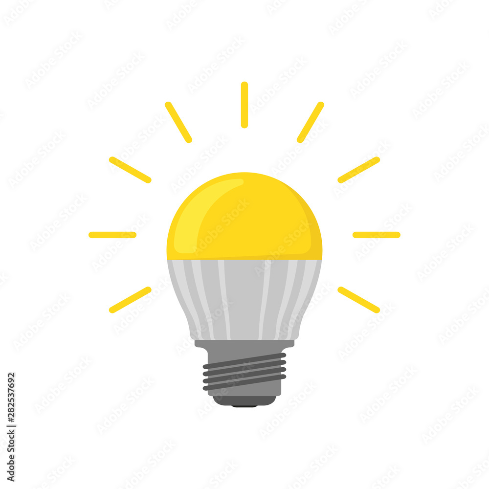 eco friendly glowing LED bulb in flat eco friendly glowing LED bulb in flat