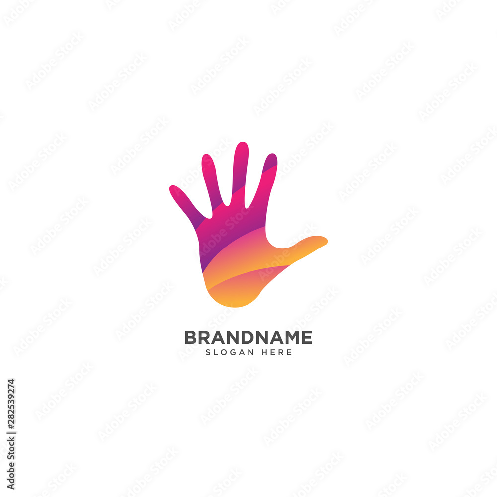 Fototapeta premium Hand logo design vector abstract colorful sign