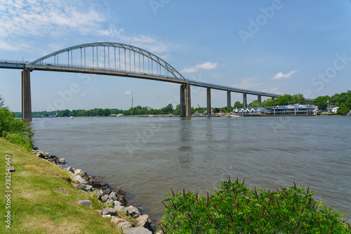 The Chesapeake City bridge crosses over the Chesapeake & Delaware Canal in Maryland and was built in 1949 by the U.S. Army Corps of Engineers photo