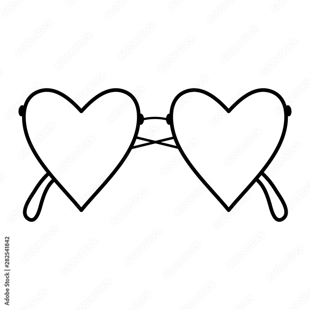 fashion glasses with hearts love shape