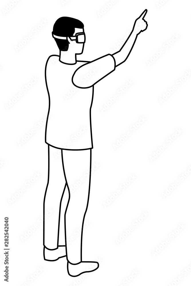 virtual reality technology experience cartoon in black and white virtual reality technology experience cartoon in black and white
