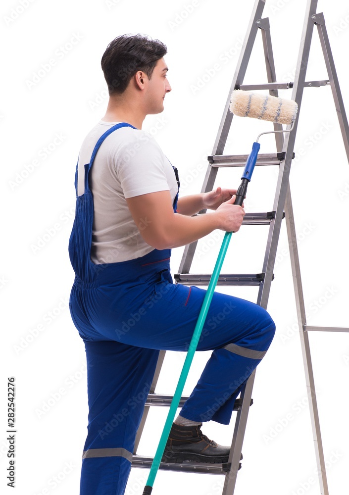 Young painter contractor isolated on white background Young painter contractor isolated on white background