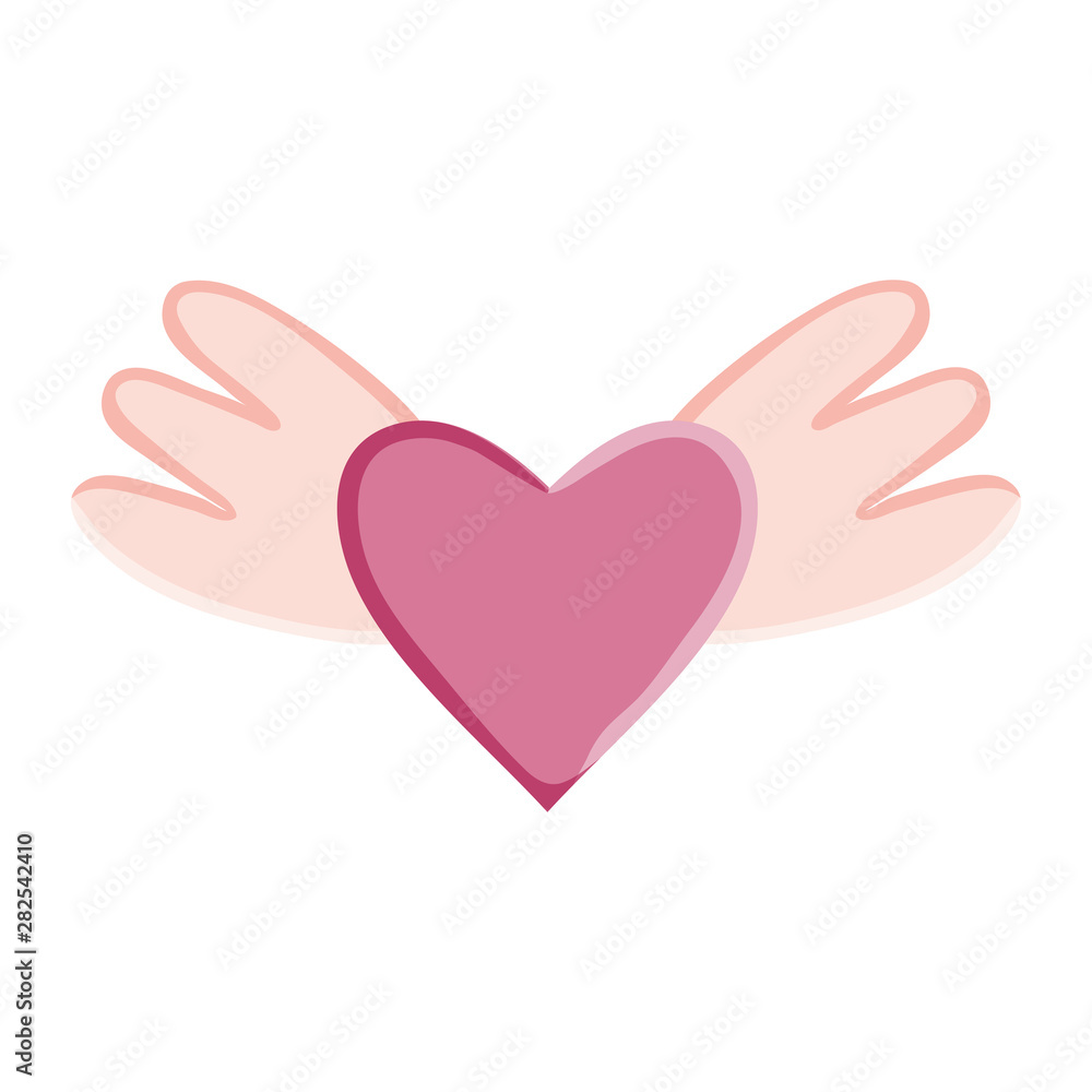 heart love with wings pop art style heart love with wings pop art style