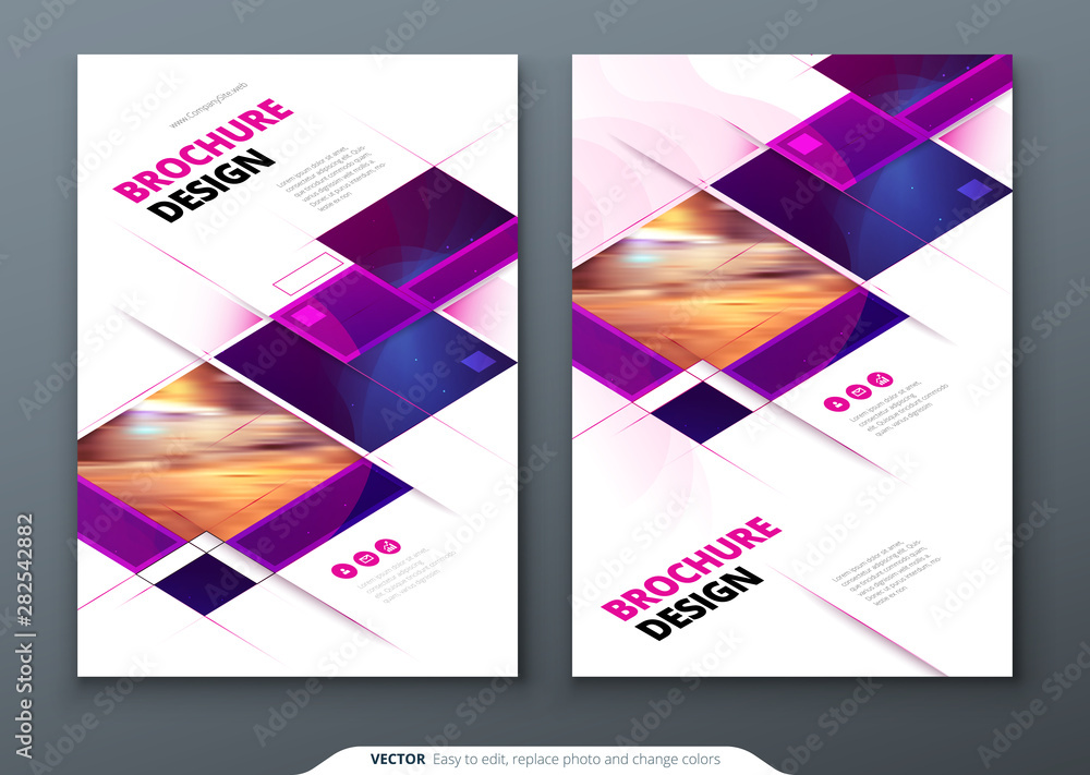 Brochure template layout design. Corporate business annual report, catalog, magazine, flyer mockup. Creative modern bright concept with square shapes