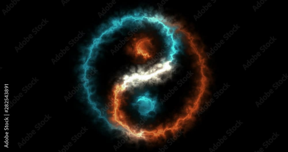 Fire and ice outline glowing ying yang symbol on transparent background Fire and ice outline glowing ying yang symbol on transparent background