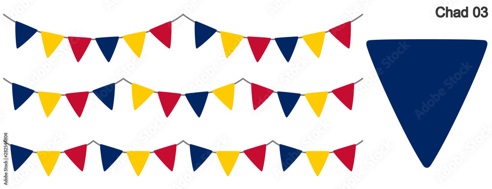 チャドの国旗のガーラーンド ベクターデータ(bunting garland) チャドの国旗のガーラーンド ベクターデータ(bunting garland)