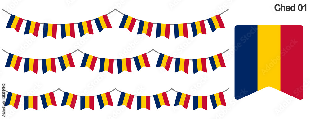 Fototapeta premium チャドの国旗のガーラーンド ベクターデータ（bunting garland）