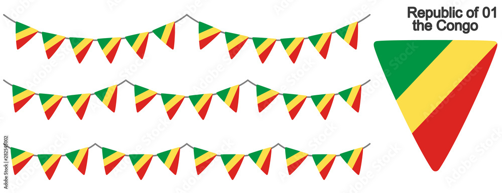 Fototapeta premium コンゴ共和国の国旗のガーラーンド ベクターデータ（bunting garland）