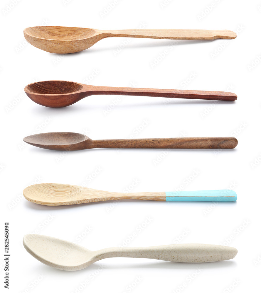 Set of different spoons on white background Set of different spoons on white background