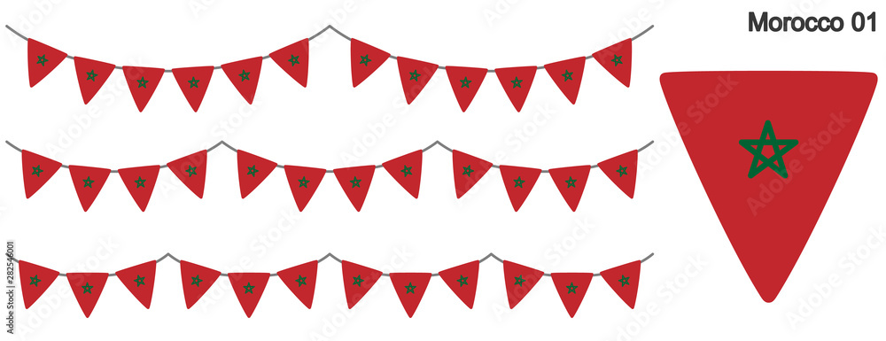 Obraz premium モロッコの国旗のガーラーンド ベクターデータ（bunting garland）