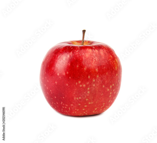 Ripe juicy red apple on white background