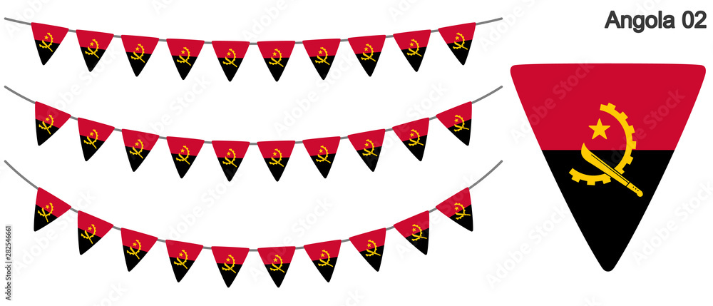 Obraz premium アンゴラの国旗のガーラーンド ベクターデータ（bunting garland）