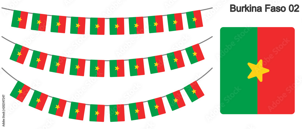 Obraz premium ブルキナファソの国旗のガーラーンド ベクターデータ（bunting garland）
