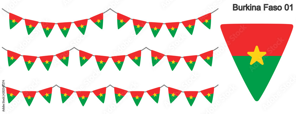 Obraz premium ブルキナファソの国旗のガーラーンド ベクターデータ（bunting garland）