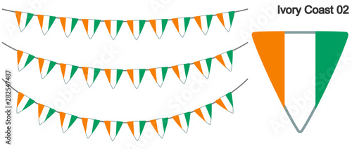 コートジボワールの国旗のガーラーンド　ベクターデータ（bunting garland）