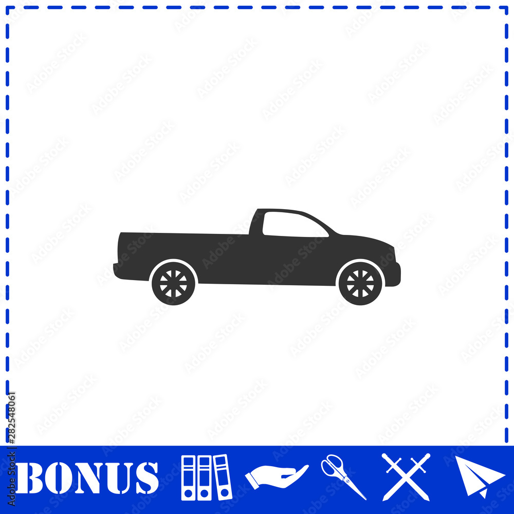 Pickup truck icon flat