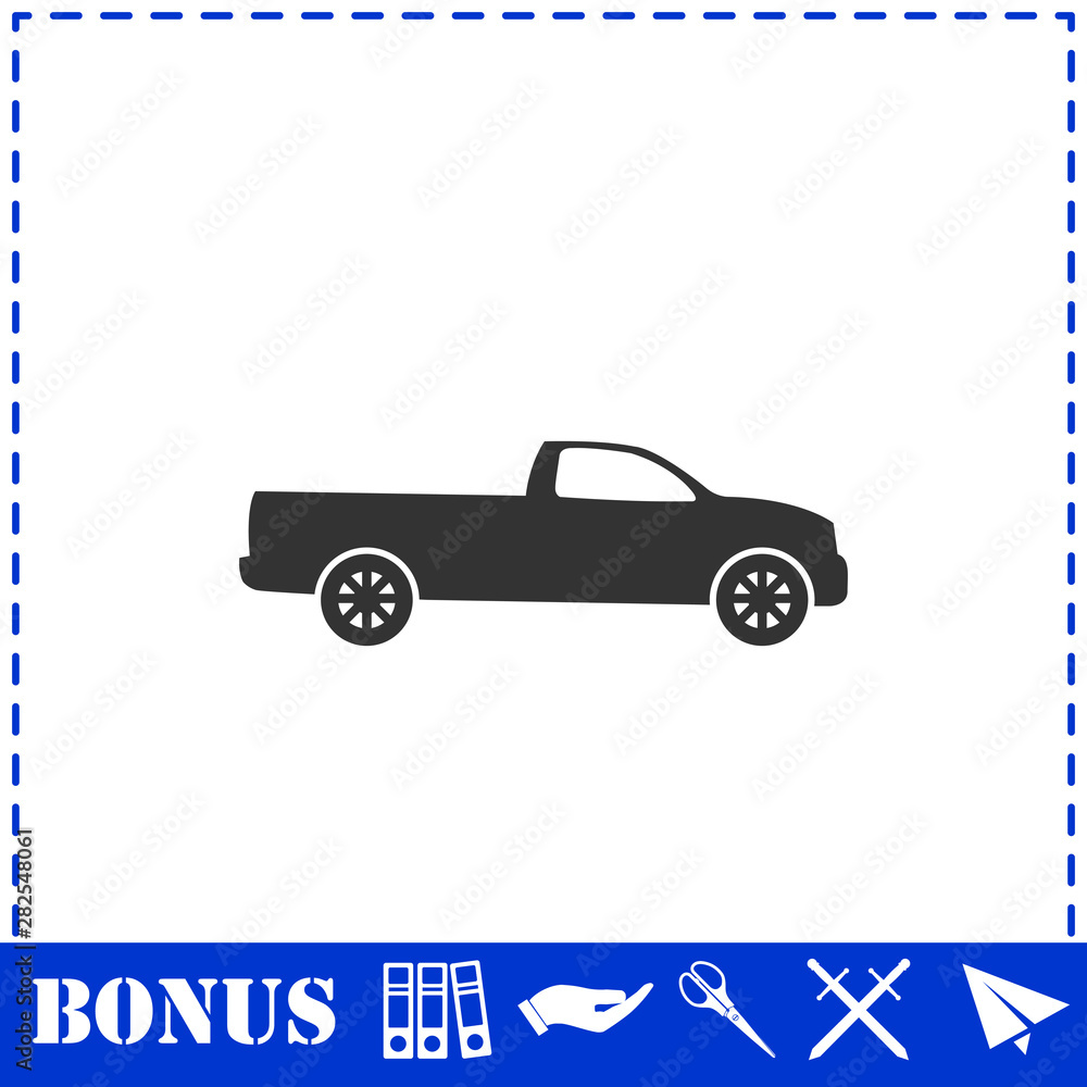 Fototapeta premium Pickup truck icon flat