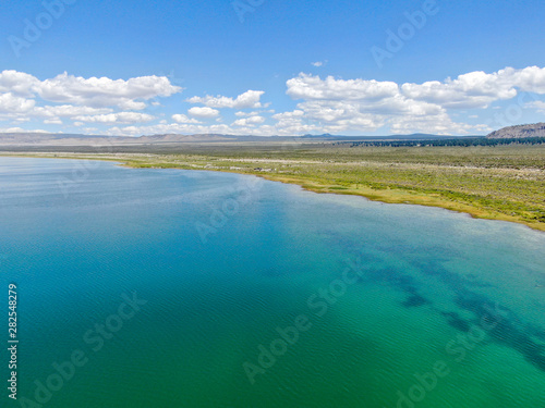 Aerial view of colorful Mono Lake during summer season, Mono County, California, USA