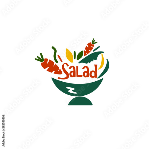 Organic Salad Logo Design Stock Vector