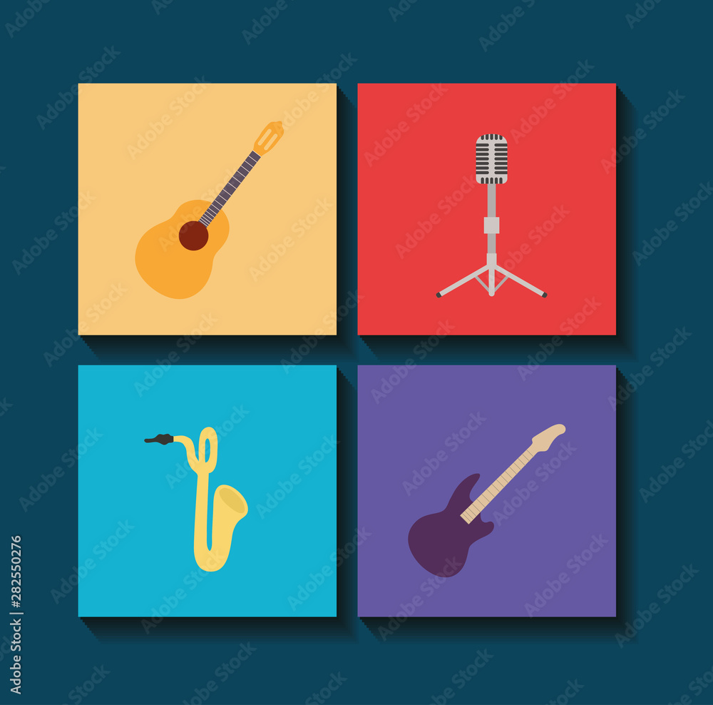 Obraz na plátně set of musical instruments icons