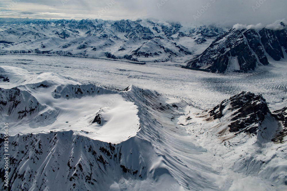 Aerial view of glacier in Alaska