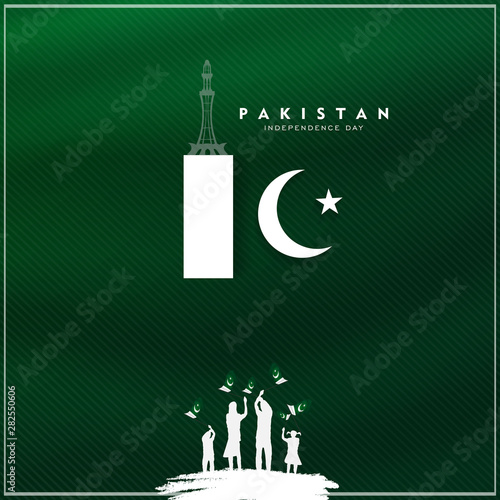14th of august pakistan independence day celebration card  Happy Pakistan s independence day 14th of august 1947. flag of pakistan brush design Vector Illustration