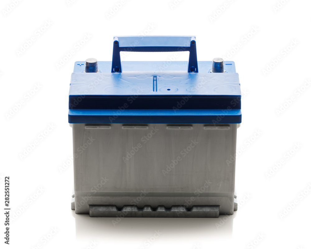 new lead-acid automotive electric battery, isolated on white new lead-acid automotive electric battery, isolated on white