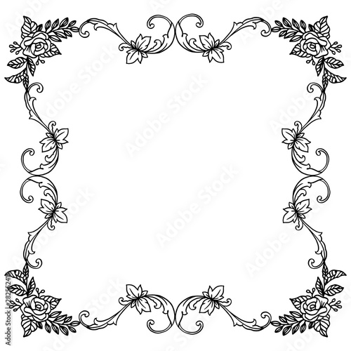 Decoration card, with motif for border of leaves flower frame. Vector